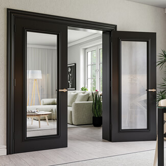 Deanta Blenheim Internal Door with 1 Clear Bevelled Glazed Light - Prefinished Black