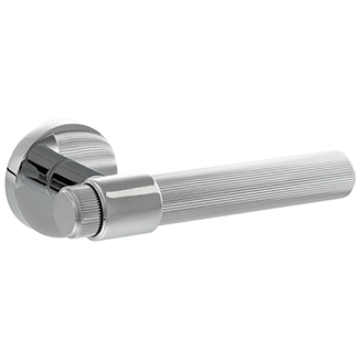 Atlantic Senza Pari Fasana Lever Door Handle on Round Rose - Linear Knurled - 144mm L