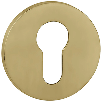 Atlantic Tupai Exclusivo 5S Line Euro Escutcheons on 5mm Slimline Round Rose Raw Brass - 52mm W