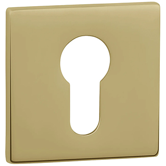 Atlantic Tupai Exclusivo 5S Line Euro Escutcheons on 5mm Slimline Square Rose Raw Brass - 52mm W