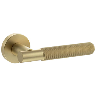 Atlantic Senza Pari Rosarno Knurled Lever Door Handle on Minimal Round Rose - 145mm L
