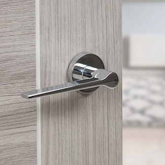Atlantic Senza Pari Laviarno Lever Door Handle on Minimal Round Rose - 135mm L