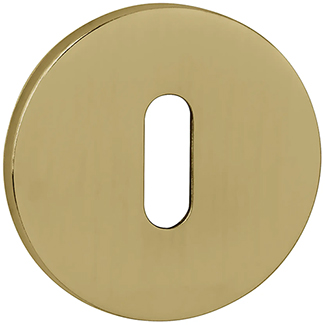 Atlantic Tupai Exclusivo 5S Line Key Escutcheons on 5mm Slimline Round Rose Raw Brass - 52mm Dia