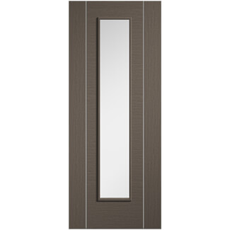 LPD Alcaraz Internal Door with 1 Panel and 1 Clear Glazed Light - Prefinished Chocolate Grey