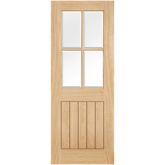 LPD Belize Internal Door with 5 Panel and 4 Clear Glazed Light - Unfinished Oak