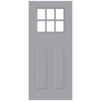 Joseph Miles Dorset Thermawood External Door with 2 Panel and 6 Clear Glazed Light - Grey Primed