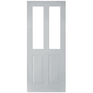 Joseph Miles Rutland Thermawood External Door with 2 Panel and 2 Clear Glazed Light - Grey Primed