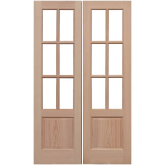 LPD GTP External Door Pair with 2 Panel and 12 Unglazed Light - Unfinished Hemlock