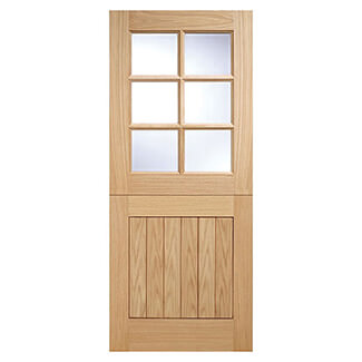 LPD Cottage External Stable Door with 1 Panel and 6 Clear Glazed Light - Unfinished Oak