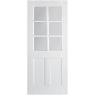 LPD Canterbury Internal Door with 2 Panel and 6 Clear Glazed Light - White Primed