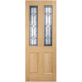 LPD Salisbury External Door with 2 Panel and 2 Obscure Glazed Light - Unfinished Oak