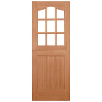 LPD External Stable Door with 1 Panel and 9 Clear Glazed Light - Unfinished Hardwood
