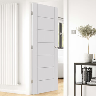 JB Kind Palomino Internal Fire Door with 7 Panel - White Primed