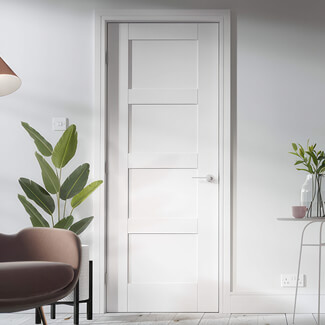 LPD Shaker Internal Fire Door with 4 Panel - White Primed