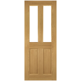 Joseph Miles Kelby Internal Door with 2 Panel and 2 Clear Bevelled Glazed Light - Prefinished Oak