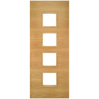 Joseph Miles Annora Internal Fire Door with 5 Panel and 4 Clear Glazed Light - Prefinished Oak