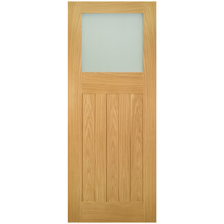 Joseph Miles Camberly Internal Door - 3 Panel and 1 Obscure Laminated Glazed Light Unfinished Oak