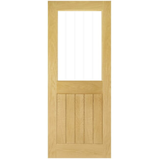 Joseph Miles Epsom Internal Door with 5 Panel and 1 Clear Half Glazed Light - Unfinished Oak
