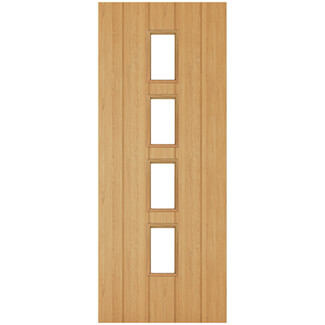 Joseph Miles Galdan Internal Fire Door with 5 Panel and 4 Clear Glazed Light - Unfinished Oak