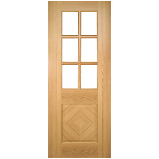 Joseph Miles Kensmore Internal Door with 1 Panel and 6 Clear Bevelled Glazed Light - Prefinished Oak