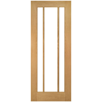 Joseph Miles Harwich Internal Door with 3 Clear Bevelled Glazed Light - Unfinished Oak