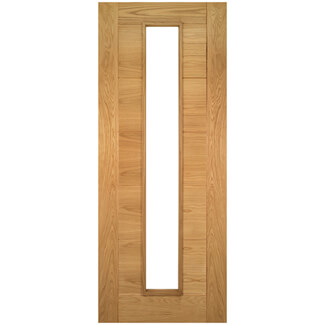 Joseph Miles Toledo Internal Door with 7 Panel and 1 Clear Glazed Light - Prefinished Oak