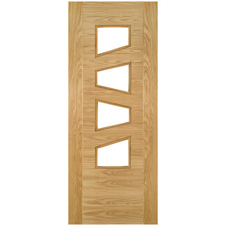Joseph Miles Toledo Internal Door with 7 Panel and 4 Clear Slanted Glazed Light - Prefinished Oak