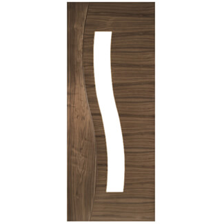Joseph Miles Cadira Internal Door with 2 Panel and 1 Clear Glazed Light - Prefinished Walnut