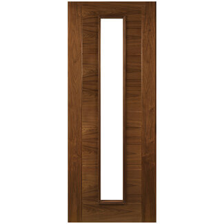 Joseph Miles Toledo Internal Door with 7 Panel and 1 Clear Glazed Light - Prefinished Walnut
