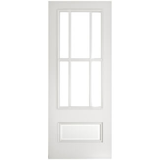 Joseph Miles Eversbury Internal Door with 1 Panel and 6 Clear Bevelled Glazed Light - White Primed