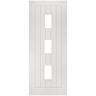 Joseph Miles Epsom Internal Door with 5 Panel and 3 Clear Glazed Light - White Primed