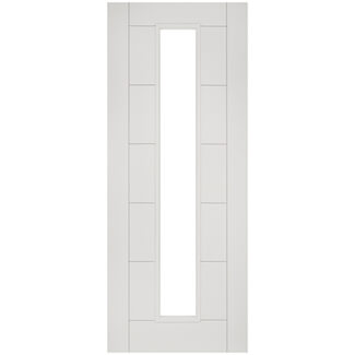 Joseph Miles Toledo Internal Fire Door with 7 Panel and 1 Clear Glazed Light - White Primed