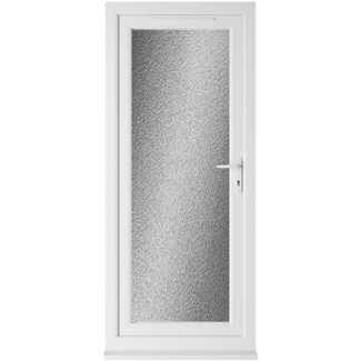 Crystal uPVC Left Hand External Patio Door with 1 Obscure Double Glazed Light - White