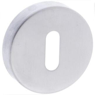 Atlantic CleanTouch Key Escutcheons on Minimal Round Rose in Satin Chrome - 50mm Dia