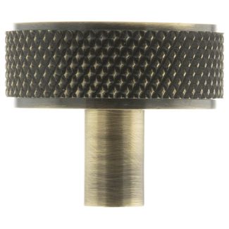Atlantic Millhouse Brass Hargreaves Disc Knurled Cabinet Knob on Concealed Fix 35mm Dia
