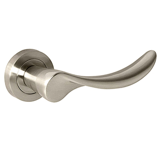 Atlantic Mediterranean Malaga Lever Door Handle on Round Rose - Satin Nickel - 130mm L