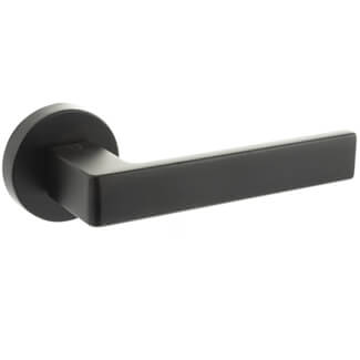 Atlantic CleanTouch Forme Asti Lever Door Handle on Minimal Round Rose Matt Black - 129mm L