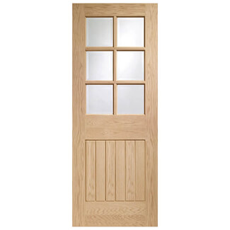 XL Joinery Suffolk Internal Door with 6 Panel and 6 Clear Bevelled Glazed Light - Prefinished Oak