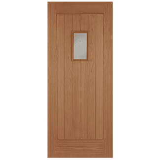 Joseph Miles Treva Thermal Rated External Door - 6 Panel and 1 Clear Glazed Light - Unfinished Oak