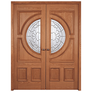 Joseph Miles Princely External Door Pair - 4 Panel and 2 Triple Feature Glazed Light - Unfinished Oak