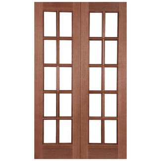 Joseph Miles London Rebated External Door Pair with 20 Unglazed Light - Unfinished Hardwood