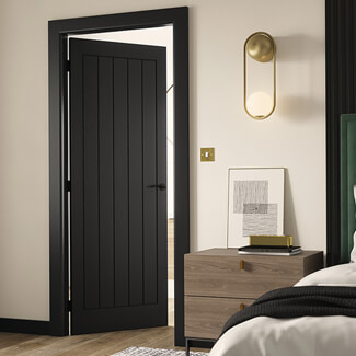 JB Kind Cottage Internal Door with 5 Panel - Matt Black Painted