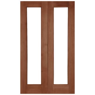 Joseph Miles Tessa Rebated External Door Pair with 2 Unglazed Light - Unfinished Hardwood