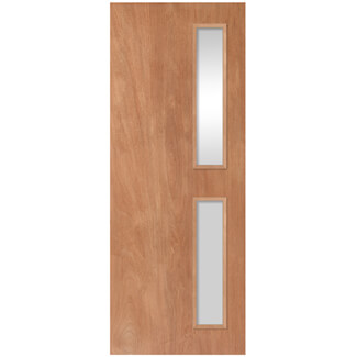 JB Kind Type-11G Internal Flush Fire Door with 2 Clear Glazed Light - Unfinished Paint Grade Plywood