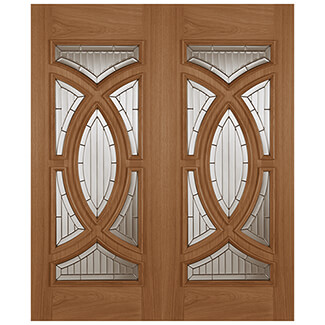 Joseph Miles Monarch RM1S External Door Pair with 7 Triple Feature Glazed Light - Unfinished Oak
