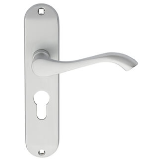 Carlisle Brass Andros Lever Handle with Euro Profile On Backplate - Satin Chrome