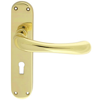 Carlisle Brass Ibra Rounded Lever Handle with Lock Profile on Backplate