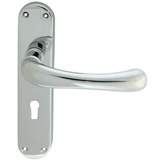 Carlisle Brass Ibra Rounded Lever Handle with Lock Profile on Backplate