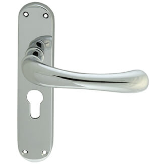 Carlisle Brass Ibra Rounded Lever Handle with Euro Profile On Backplate
