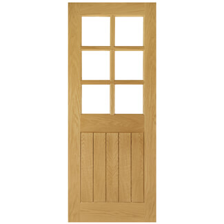 Joseph Miles Norfolk Internal Door with 5 Panel and 6 Clear Glazed Light - Prefinished Oak